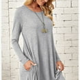 thumbnail image 3 of pbnbp Plus Size Dresses for Women Casual Loose Fit Plain Color Crewneck Long Sleeve Fall Midi Dress with Pockets, 3 of 8