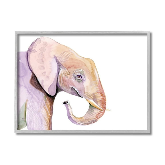Stupell Industries Happy Elephant Smile Purple Red Safari Animal,16 x 20,Designed by Alicia Ludwig