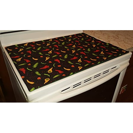 Penny's Needful Things Hot Peppers Themed Glass Stove Top/Cook Top Cover & Protector