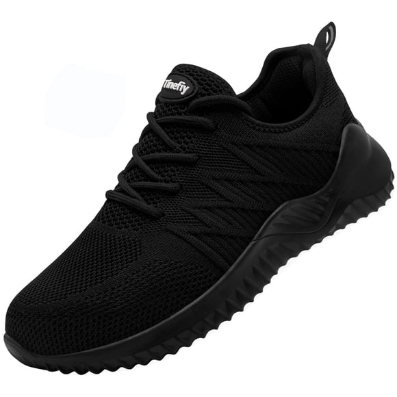 Tinefiy Steel Toe Shoes for Women Lightweight Comfortable Slip Resistant Safety Work Sneakers Cushion Puncture Proof Shoes Indestructible Shoe, 007bl