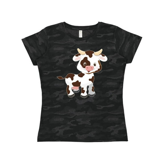 Inktastic Cute White Holstein Cow with Brown Spots Women's T-Shirt