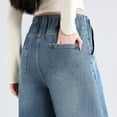 thumbnail image 4 of Eltusu Women Maternity Jeans, Stretch Elastic Waist Straight Leg Soft Pregnancy Denim Pants Light Blue Size 2XL, 4 of 6