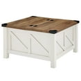 thumbnail image 2 of Wampat Table Basse Carrée en Bois Style Ferme avec Dessus Rabattable à Vérins à Gaz pour Très Grand Rangement Caché et Coins à Supports Métalliques, Blanc/chêne, 2 of 7