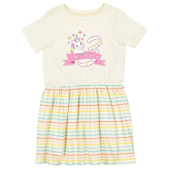 Inktastic I'm Three Cute Unicorn 3rd Birthday Girls Toddler Dress
