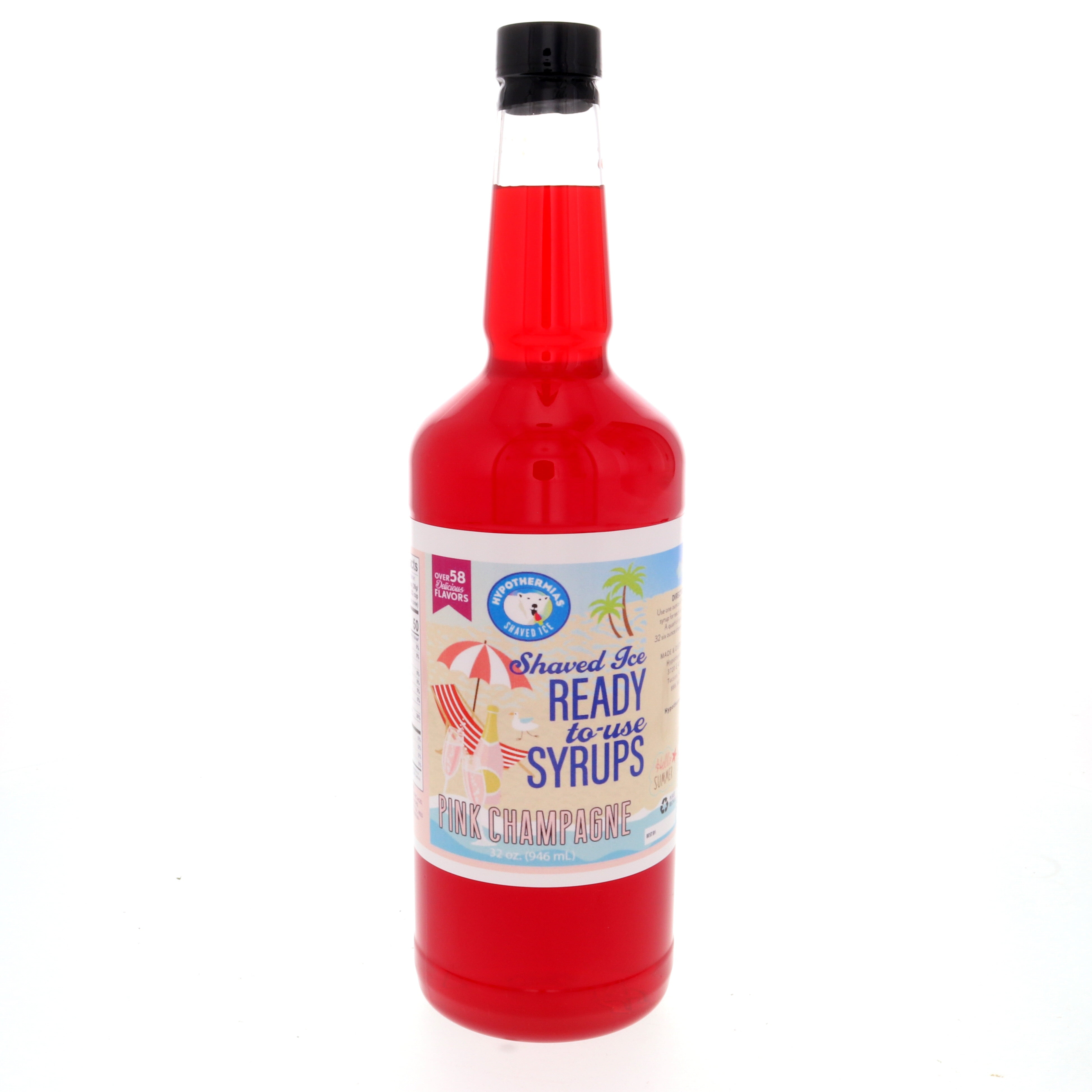 Pink Champagne Ready to Use Hawaiian Shaved Ice or Snow Cone Syrup Quart (32 Fl. Oz)