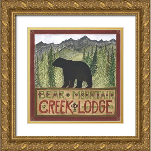 Shamp, Cindy 15x15 Gold Ornate Wood Framed with Double Matting Museum Art Print Titled - Bear Mountain Creek Lodge