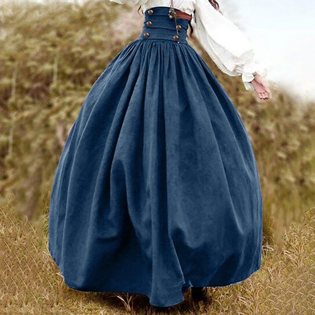 TIMIFIS Jupe Longue Victorienne pour Femme Vintage Taille Haute Jupe Trapèze - Été