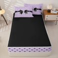thumbnail image 4 of Manfei Cute Bowtie Zipper Queen Comforter Set with Fitted Sheet and 2 Pillowcases,Cartoon Polka Dot Zipper Bedding Set,Black Reversible,4 Pieces, 4 of 7