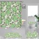 thumbnail image 1 of Juego de 4 cortinas de ducha con dibujos de ranas, decoración de baño para niñas y niños con flores rosas, cortina de ducha de tela impermeable, alfombra de baño antideslizante, regalos de hongos, 1 of 8