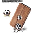 thumbnail image 3 of LEDEX Leather Magnetic Slim Flip Case with Two Card Holders RFID Blocking Shockproof Kickstand Cover for iPhone 13 Pro (Brown), 3 of 5