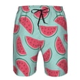 thumbnail image 4 of Wukai Watermelon Print Beach Trunks with Compression Liner Swimsuit Quick Dry Beach Sports Shorts with Pocket-Large, 4 of 8
