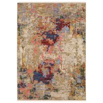 Oriental Weavers Soleri Wool Blend Area Rug - SOL06 - 9'10" x 12'10" - in Beige/ Multi - Modern Style, Wool Blend, Family, Dining, Living Room Rug