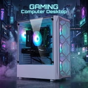 STGAubron Gaming Desktop PC, Intel Xeon E5 up to 3.3G, 32G RAM, 1T SSD, Radeon RX 590 8G, WiFi, BT 5.0, RGB Fan x 4, Win 11 Home