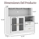 thumbnail image 2 of para Cocina, Cantina Bar Mueble para Casa con Luces LED, Toma de Corriente, Gabinete para Vinos Botellero y Copas, Gabinetes de Almacenamiento, 120 * 40 * 115cm (Blanco), 2 of 9