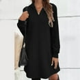 thumbnail image 5 of JIANJIA Casual Dresses For Womens Autumn Winter Solid Color V Neck Hoodie Long Sleeve Mini Sweater Dress Loose Fashion Outwear, 5 of 7