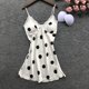 thumbnail image 2 of Gibobby Pijamas mujer invierno Mujeres Casual Sexy Home Suspender Camisón Decoración de encaje Polka Dot Print Camisón(Blanco,M), 2 of 3