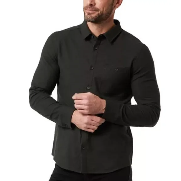 32 Degrees Heat Men's Long Sleeve Button-Up Shirt (Green, Large)