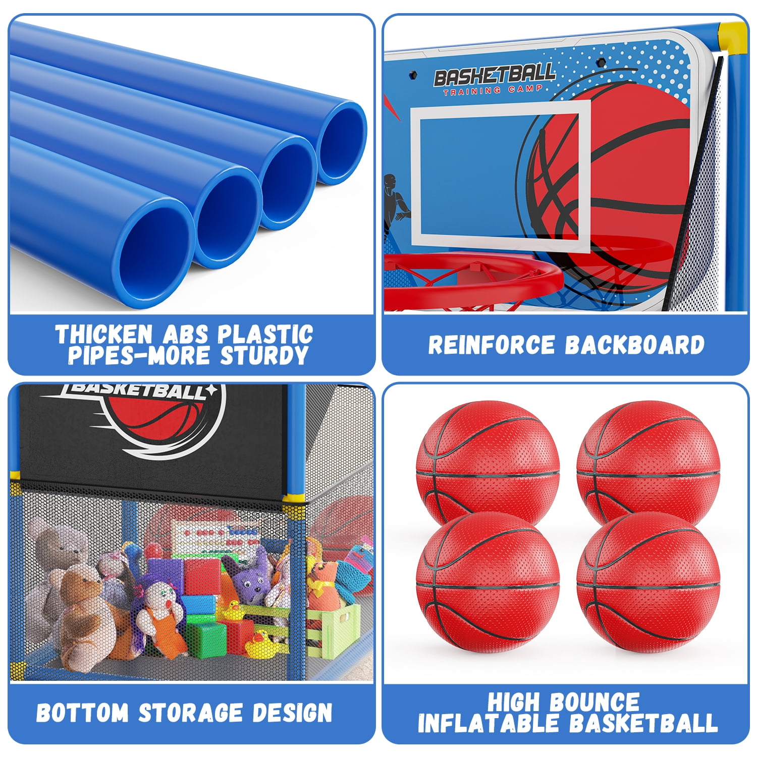 JoyStone Kids Arcade Basketball Game, Indoor/Outdoor Basketball Hoop With 4 Balls, Basketball Game Toys Gifts for Boys and Girls (Blue)