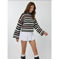 thumbnail image 3 of Striped Turtleneck Cropped Sweater, 3 of 5