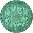 thumbnail image 1 of Ahgly Company Indoor Round Medallion Turquoise Blue Traditional Area Rugs, 8' Round, 1 of 4