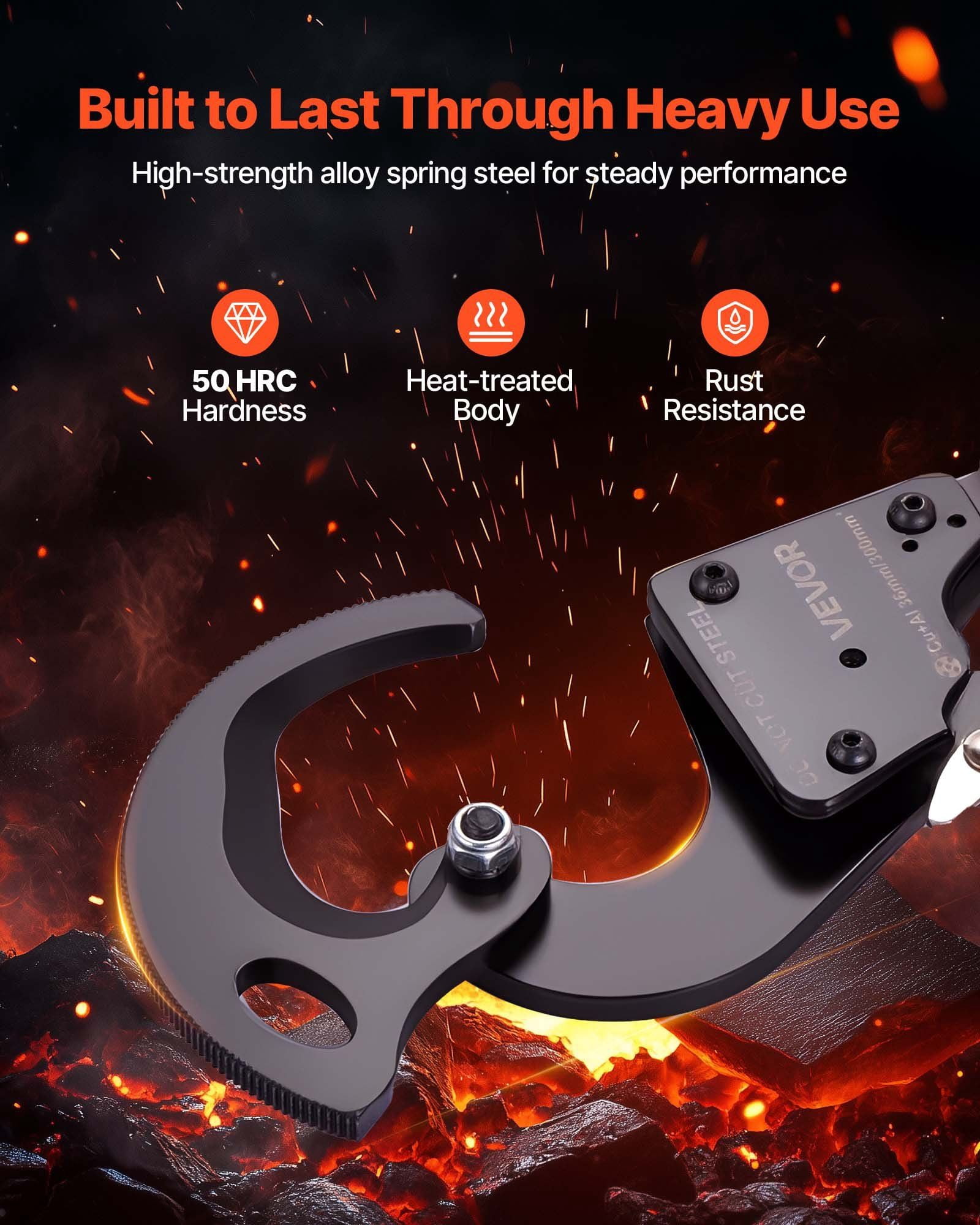 Ratcheting Cable Cutter, Spring Steel Blades with PVC-Coated Handles, Quick-Release Button, Heavy Duty Ratchet Cable Wire Cutter for Cutting Copper & Aluminum Cables Up to 600 MCM / 300 mm²