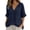 B-Navy, variant on Womens Tops Casual 100% Cotton V-Neck Button Five-Quarter Sleeve Top