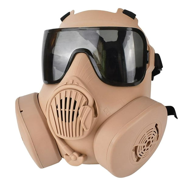 Máscara táctica, protección ocular completa de seguridad con correa ajustable para pistola de aire comprimido Lente Beige_Gray