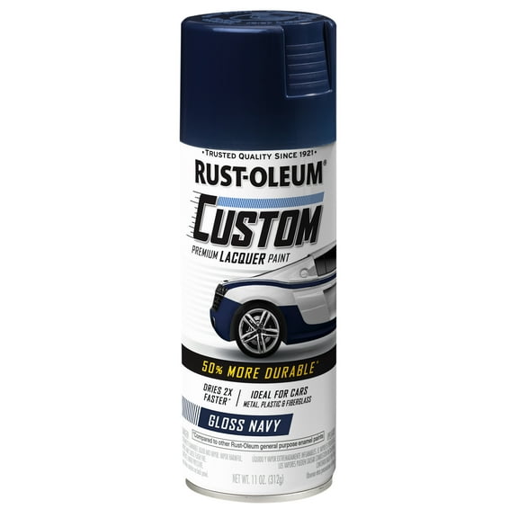 6 Pack, Navy, Rust-Oleum Automotive Custom Lacquer Gloss Spray Paint-363513, 11 oz