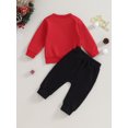 thumbnail image 4 of Liacowi Baby Girls Christmas Outfits Set Long Sleeve Letters Print Sweatshirt Elastic Waist Pants 6M 12M 18T 24T 3T Toddler 2Pcs Fall Winter Christmas Clothes, 4 of 8