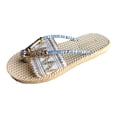 thumbnail image 5 of Dakaela Women's Casual Woven Sandals Bohemian Braided Summer Beach Flip Flops Open Toe Flat Slides Walking Slippers Shoes Size 6-11 White, 5 of 6