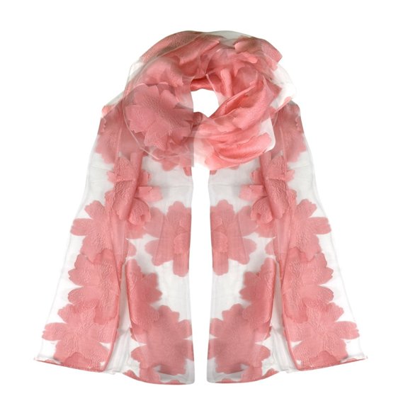 Summer Fashion Lightweight Floral Embroidered Burnout Scarf