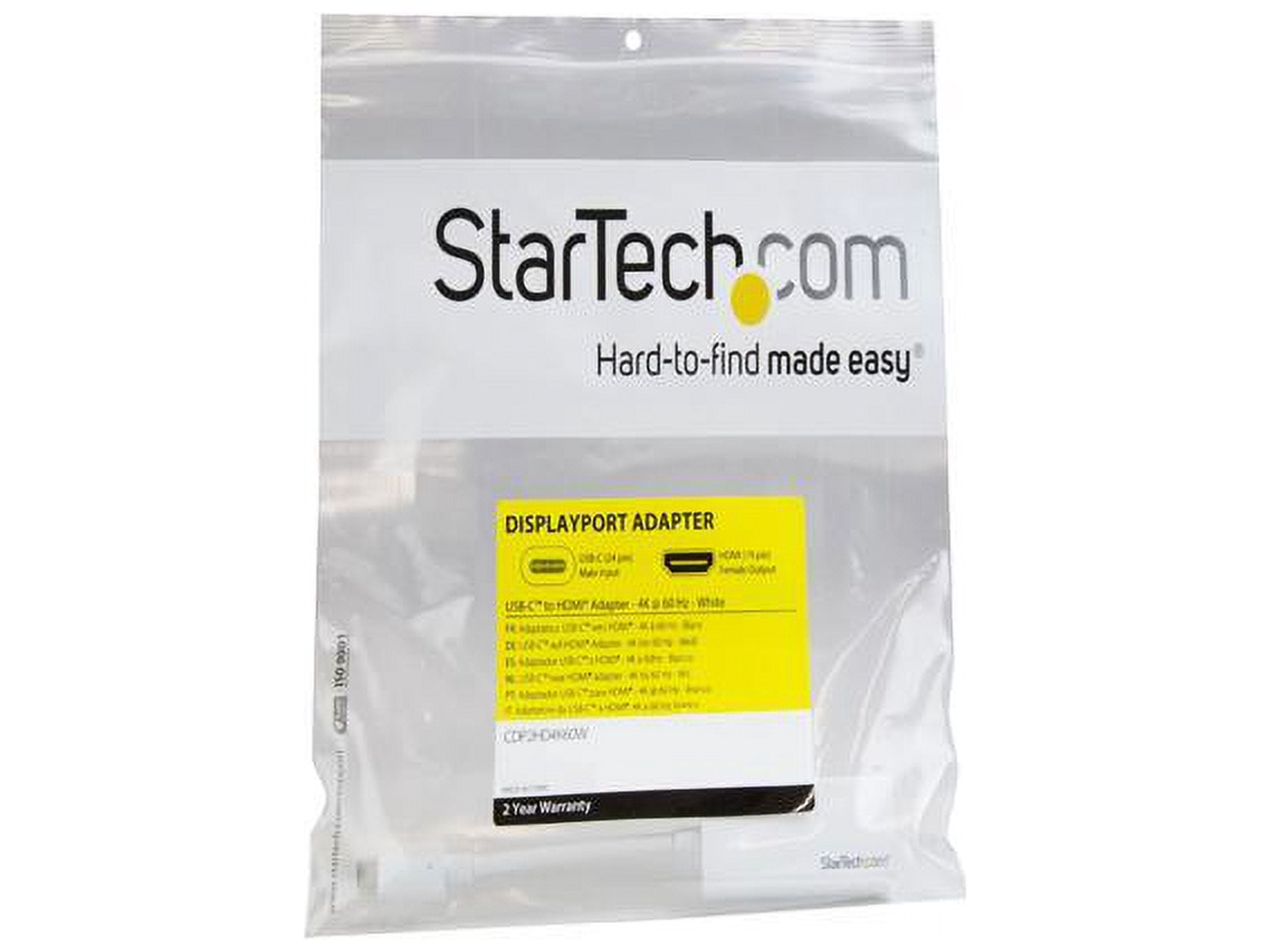 StarTech.com CDP2HD4K60W USB C to HDMI Adapter - White - 4K 60Hz - Thunderbolt 3 Compatible - USB Type C to HDMI Dongle Converter (CDP2HD4K60W)