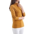 thumbnail image 4 of DuoJiaJ Women's Solid Color Long Sleeve Turtleneck Bottoming Shirt Ladies Thermal Underwear Yellow L, 4 of 4