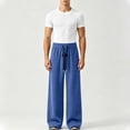 thumbnail image 4 of Cekizud Big and Tall Mens Sweatpants Elastic High Waist Textured Wide Leg Sweatpants Casual Straight Trousers, M-5XL, 4 of 9