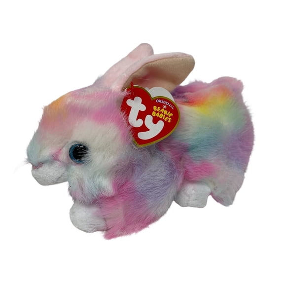 TY Beanie Babies - SHERBET Happy Easter Bunny Multicolored (Regular Size 6” Plush)(BONUS 1 FUN CHOPS & 1 TY CARD)
