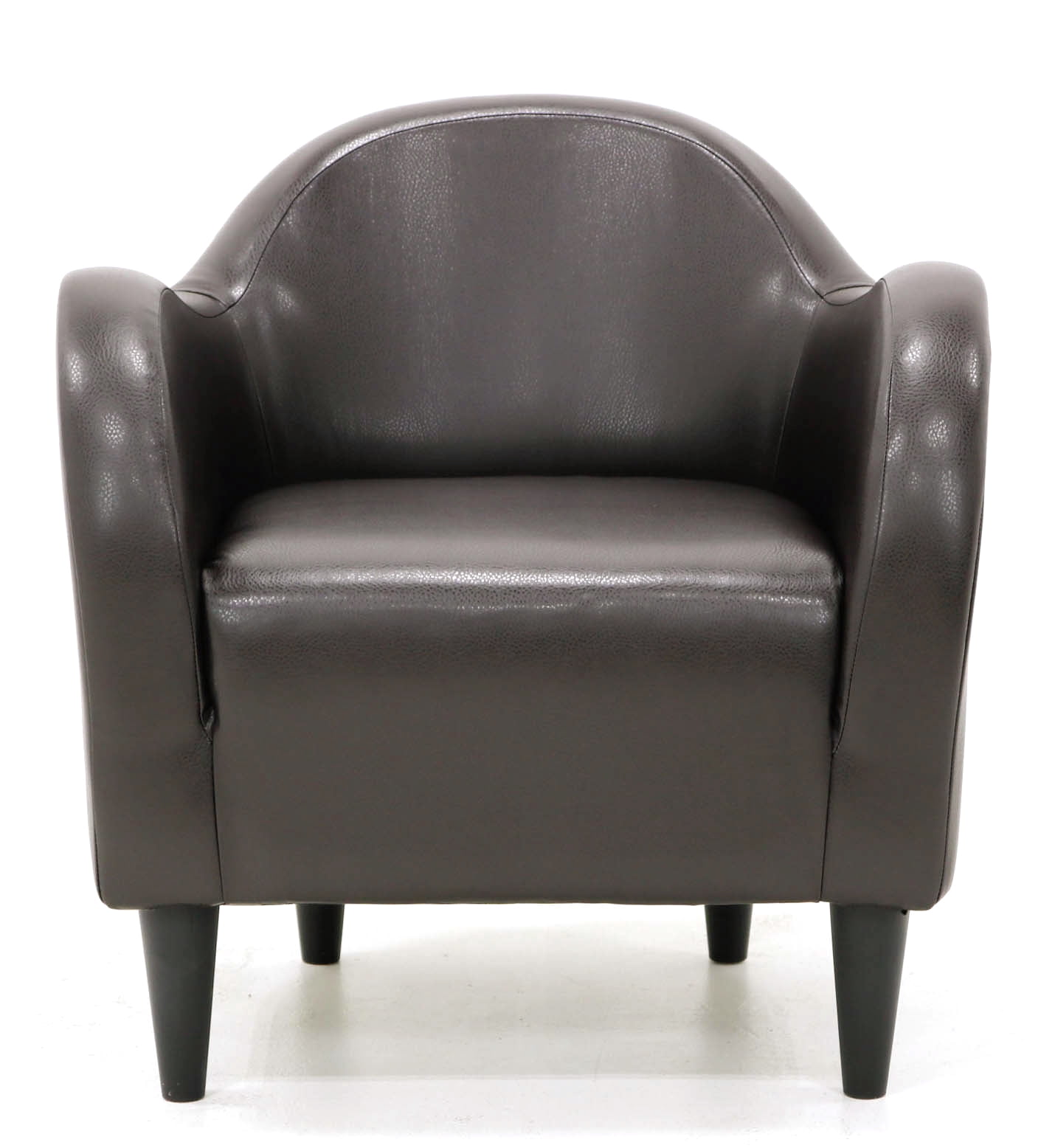 Fox Hill Trading Max Barrell Chair, Brown Faux Leather
