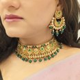 thumbnail image 3 of Efulgenz Indian Wedding Bridal Sets Green Traditional Faux Kundan Crystal Stone Necklace Chaandbali Earrings with Maang Tikka Bollywood Indian Jewelry for Women, 3 of 6