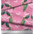 thumbnail image 3 of Soimoi Polyester Crepe Fabric Floral & Peacock Bird Print Fabric by The Yard 52 Inch Wide, 3 of 3