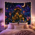 thumbnail image 2 of Mushroom House In Moonlit Forest Clearing, Whimsical Cottagecore Style for Mushroom Lovers, Fantasy Wall Art, Housewarming Gift Tapestry Wall Hanging for Bedroom and Dorm, 2 of 7