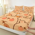 thumbnail image 3 of Homewish Cartoon Capibara Lover Queen Sheet Sets for Teens, Cute Bear Print Flat Sheet, Kawaii Animal Queen Fitted Sheet, Ultra Soft Bedroom Decor, 4 Pieces, 3 of 7