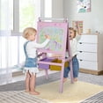 thumbnail image 2 of ALPULON Double Sided Easel for Kids, Standing Toddler Easel with Paper Roll, Magnetic Whiteboard, Chalkboard & Storage Baskets, Pink, 2 of 8