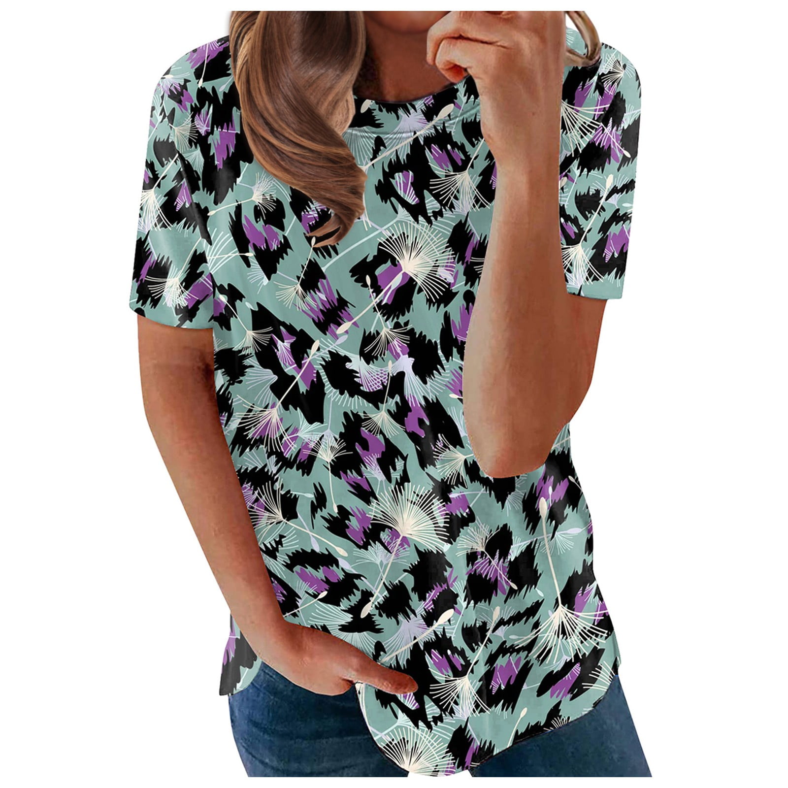 QWERTYU Womens Tops Xl Summer Crew Neck Short Sleeve Tee Shirts for