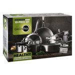 GreenPan Venice Pro Acier inoxydable Ceramic santé antiadhésif gris clair Ensemble de casseroles et pots, 10-Piece