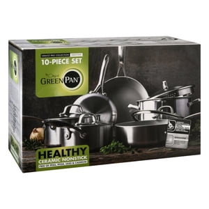 GreenPan Venice Pro Acier inoxydable Ceramic santé antiadhésif gris clair Ensemble de casseroles et pots, 10-Piece