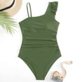 thumbnail image 5 of REDARER One Shoulder Ruffle Ruched Solid One Piece Swimsuit, Girls UPF 50+ Sun Protective Swimwear for Kids & Teens,14-15 Years, 5 of 6