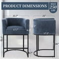 thumbnail image 4 of ClinQ Counter Height Bar Stool Set of 4, 26 in Fabric Upholstered Seat, Metal Legs for Indoor Dining Room and Kitchen Island, Blue, 4 of 6