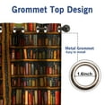thumbnail image 5 of Jekeno Retro Bookshelf Blackout Curtains Vintage Library Books Bookcase Drapes Decor for Study Room Bedroom Living Room Window Grommet Curtains Top Darkening Room,2 Panel, 52"X84", 5 of 10
