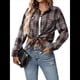 thumbnail image 2 of Camisa Abotonada para Mujer, Camisa A Cuadros, Larga, Solapa, Informal, para Negocios, Trabajo Rojo y Negro XL, 2 of 10