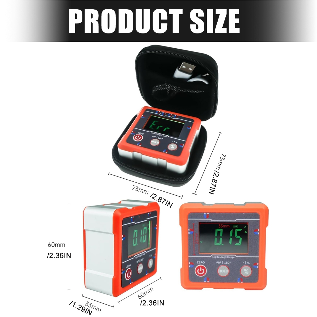 MOMOJIA Miniature Inclinometer Angles Gauges Magnetic Base for Door Window Frame Alignment