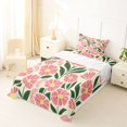 thumbnail image 5 of jejeloiu Modern Floral Twin Sheets For Girls,Bold Pattern Bedding,Pink Cream Green,3-Piece,1 Fitted Sheet and 1 Pillowcase, 5 of 6
